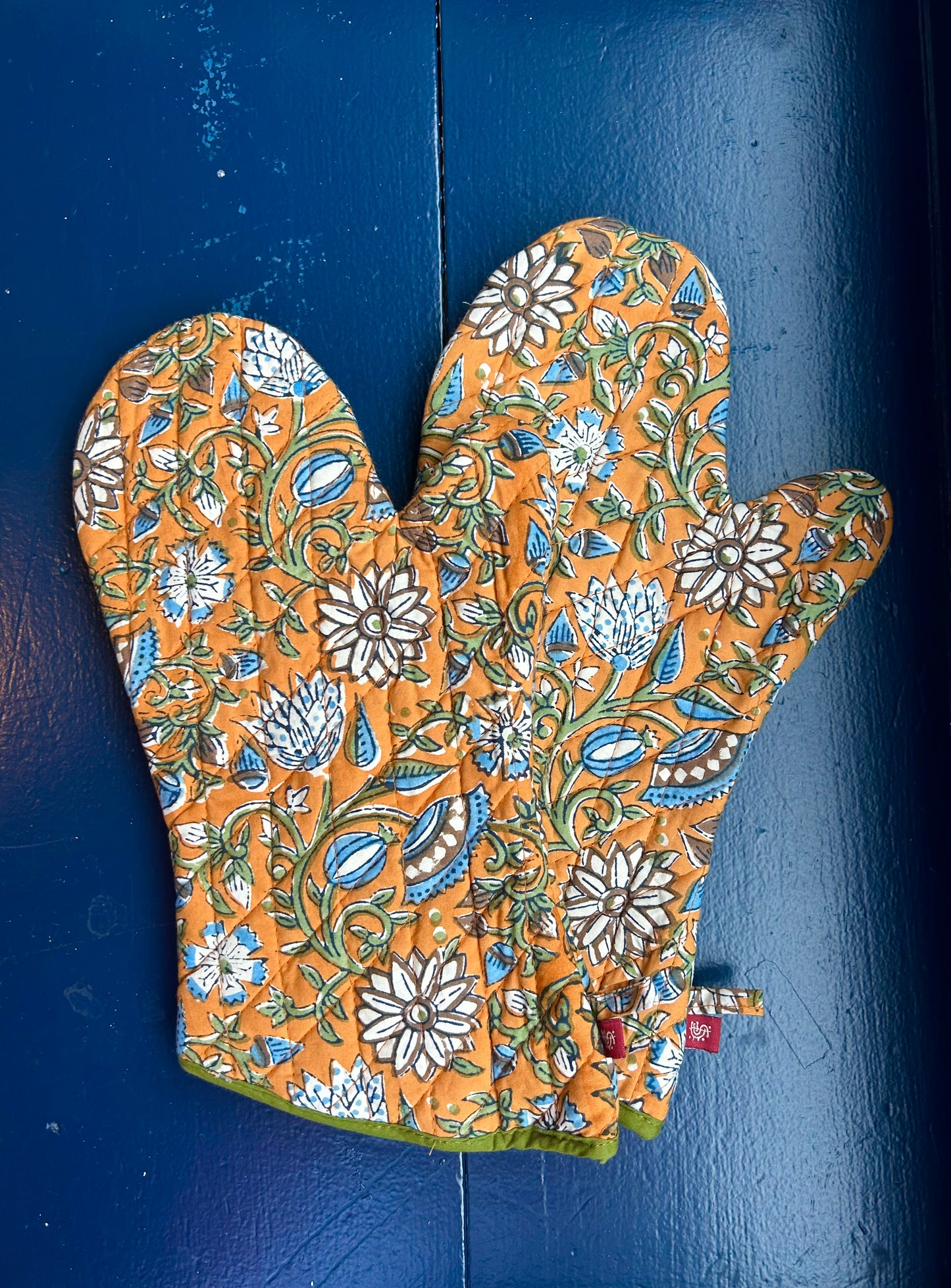 Block-Printed Oven Mitts