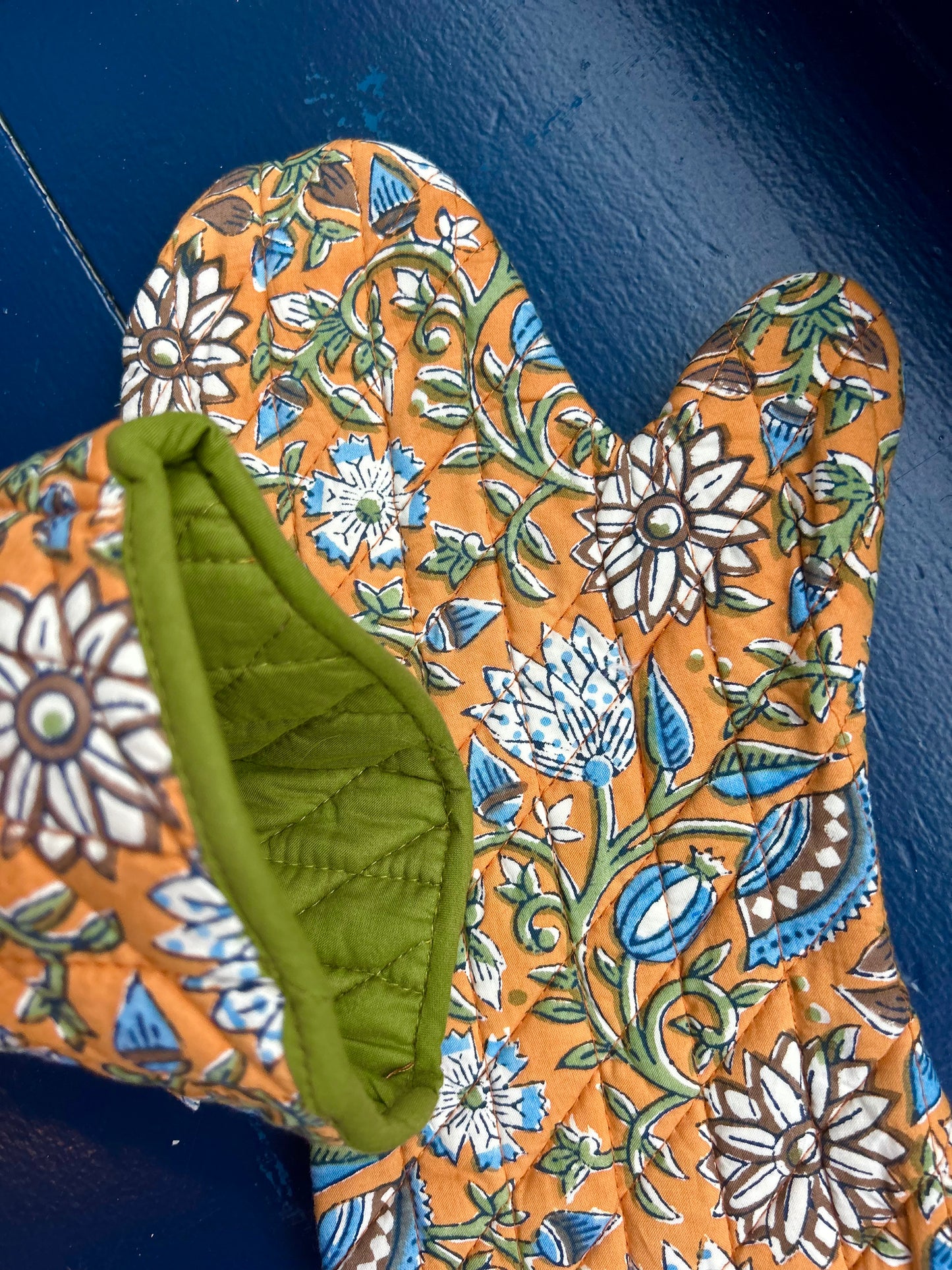 Block-Printed Oven Mitts