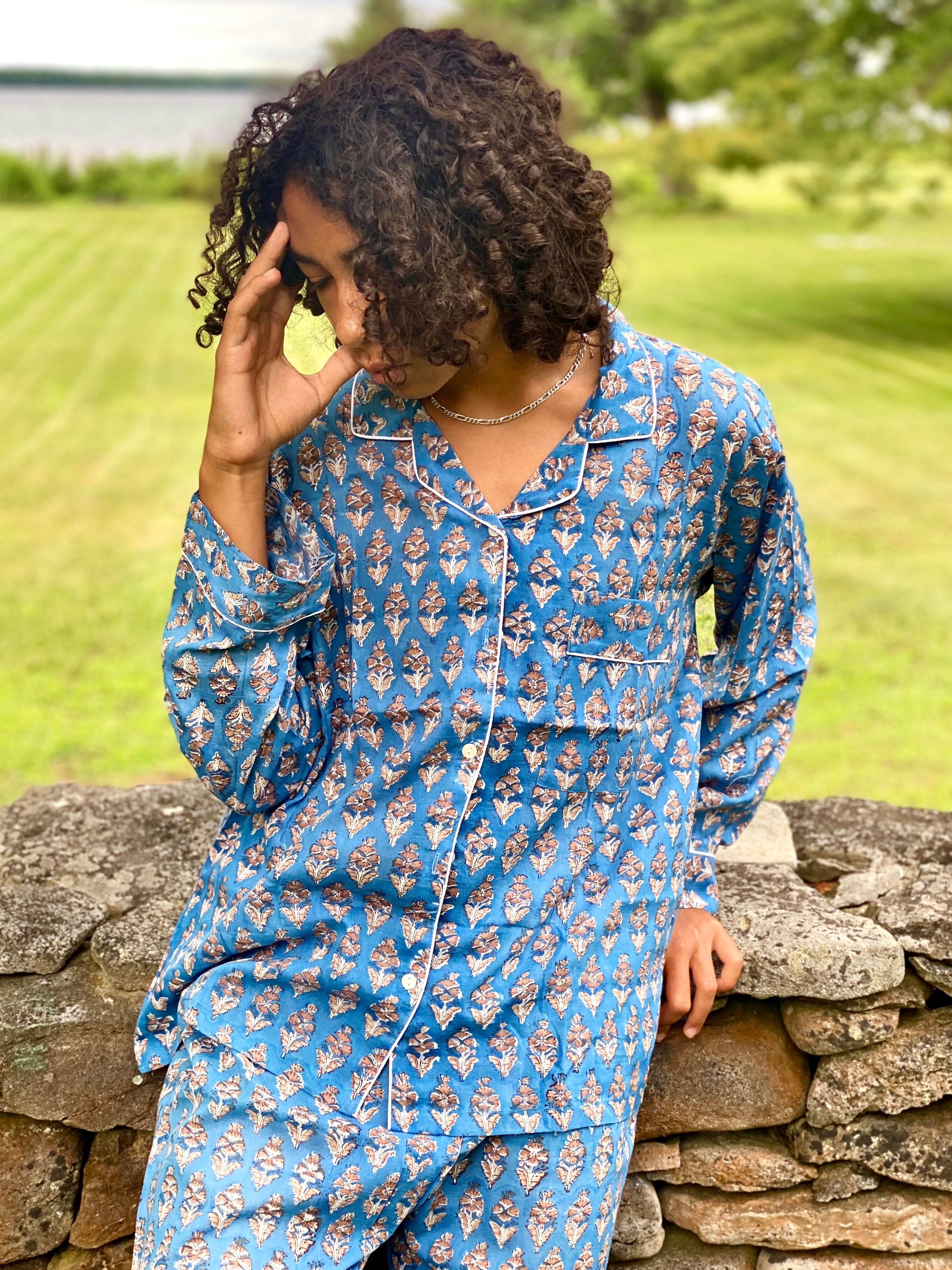 Blue pyjama set sale